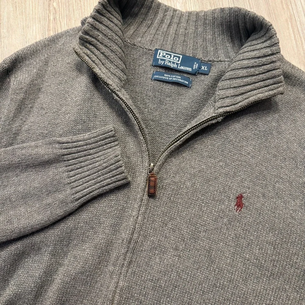 Polo Ralph Lauren Mens XL Vintage Full Zip Knit Heavyweight Sweater